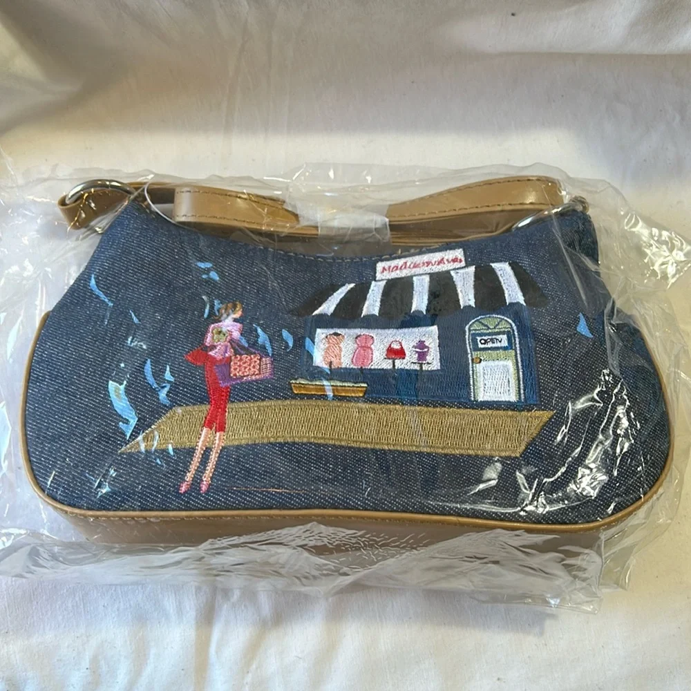 Embroidery Denim Novelty Bag  NWT